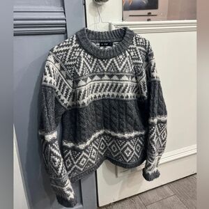 Charcoal and Cream Knit Sweater